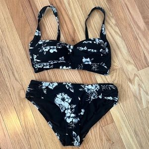 Nip and Tuck black and white floral swim top and bottom